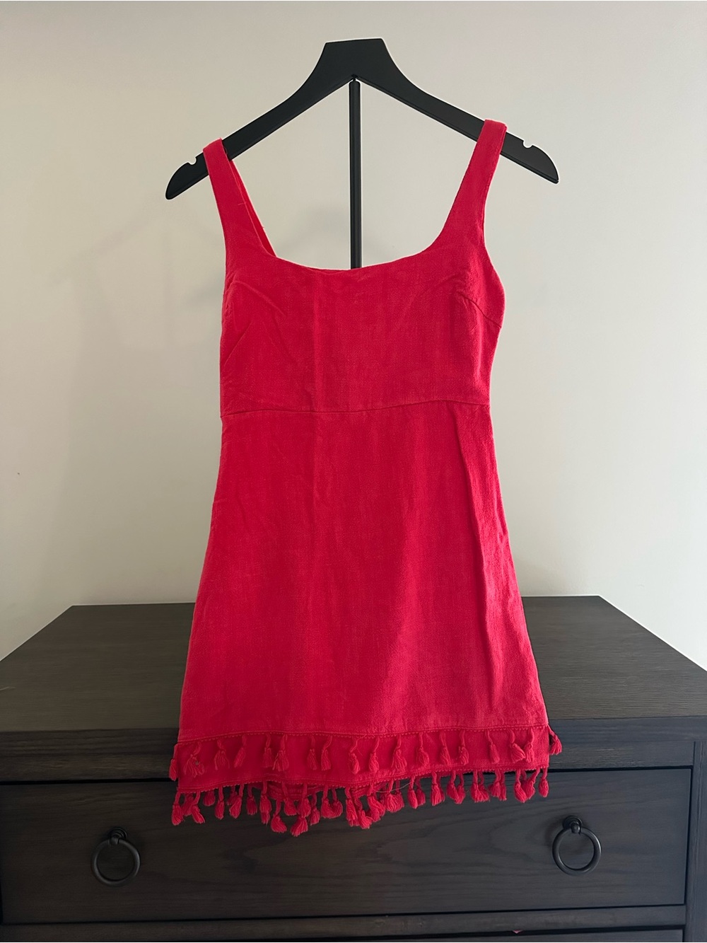 Lulu's Red Tassel-Hem Tank Dress